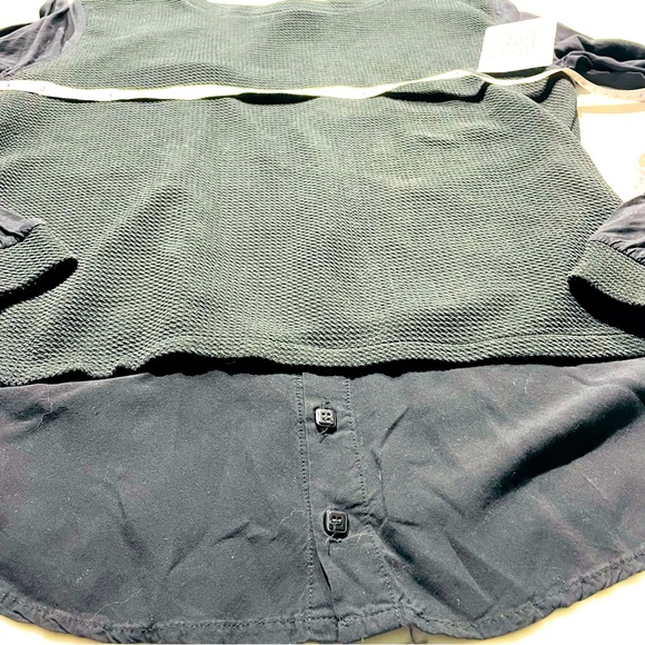 🌸3 for $20 layered Blouse Black Long Sleeve Top Size S Petit - Picture 11 of 15